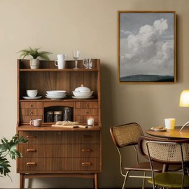 crmotu Vintage Framed Wall Art, Blue Sky White Cloud Canvas Prints, Nature Landscape Aesthetic Decor Pictures, Minimalist Retro Wall Paintings for Living Room Bathroom Bedroom Kitchen Desktop 8x10in