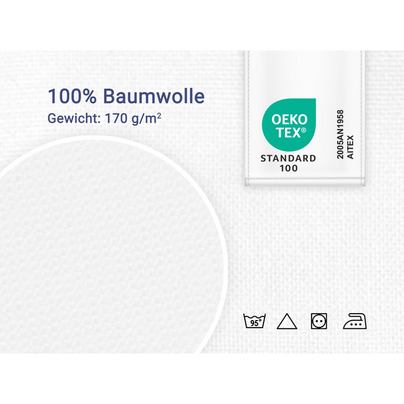 Zollner Flat Sheet Cotton, Various Sizes, Approx. 140 g/qm, 061