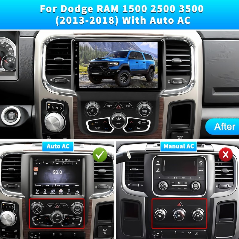 Car Radio for Dodge RAM 1500/2500/3500 Android 13 2 +