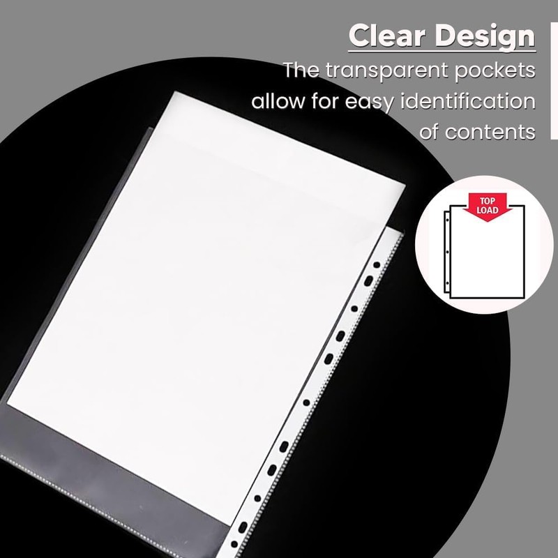 Zinnia A5 Punched Pockets 100 Pack Clear Poly Pockets Tear-Resistant