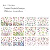 Set of 12 Flamingo Flower Flower Monstera Nail Stickers Water