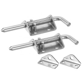 sourcing map Bolt Latches, Pack of 2, 10 x 135 mm, Stainless Steel Spring Latch with Bracket, for Trailer Doors, Cabinets, Chests, Tailgates (Silver)