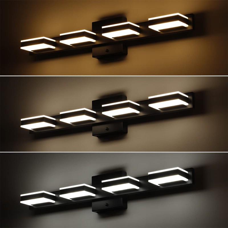mirrea 24" Black Vanity Lights for Bathroom 4 Light Vanity