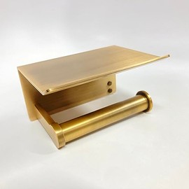 Aluminum Toilet Paper Holder with Phone Shelf, Modern Style (Bronze, 1-Roll)