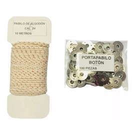 La Brujita Wax Pabilo Cal. 24 Alma Algodón. 10 Metros Más 100 Portapabilos