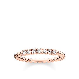 THOMAS SABO Ring with white stones rose gold plated silver TR2323-416-14-50, Sterling Silver, Cubic Zirconia