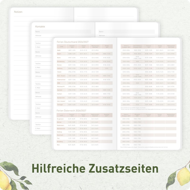 Häfft® Monthly Calendar 2027 A6+ Slim "Lemon Times" 1 Month