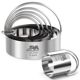 M JINGMEI Baking Cookie Cutters Set 2 Inch 2.5 Inch 3 Inch 3.5 Inch 4 Inch 5 Inch Large Size Round Cookie Cutter With Handle Tools Profes