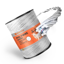 HENGTONG Electric Fence Polywire 3280ft (1000m), 6-Strand Stainless Steel Conductors, Rust & UV Resistant, Portable Electric Fencing, Durable & Reliable Conductivity, White