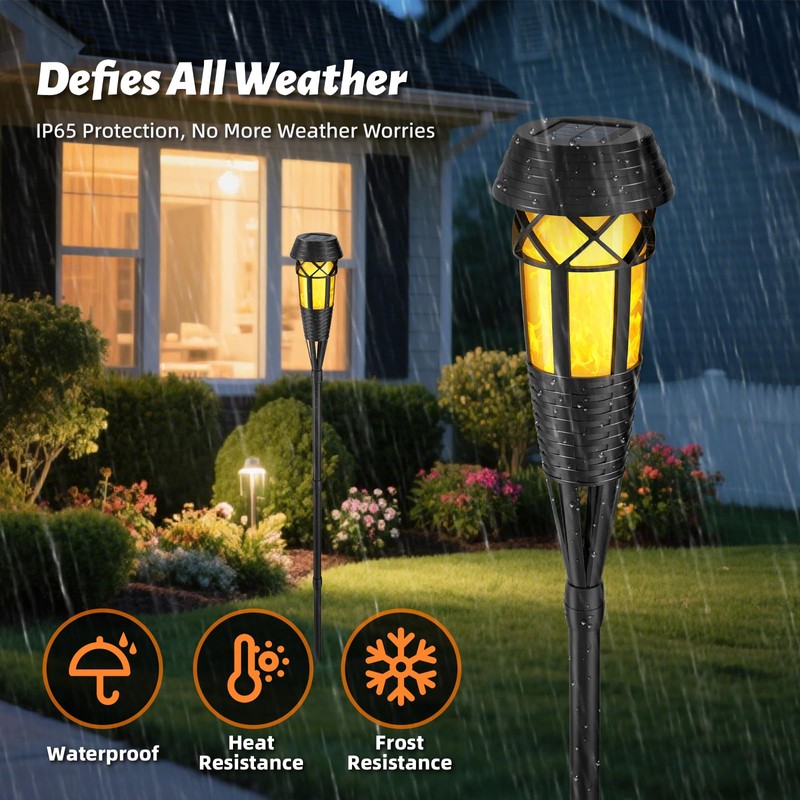Evelynsun Flickering Flames Torch Light Solar Garden Lights Waterproof Landscape
