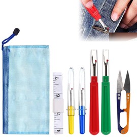 Seam Ripper 7 Pieces Stitch Ripper Thread Unpicker Thread Remover Seam Cutter with Sewing Scissors Soft Tape Measure Storage Bag for Opening Seams and Hems