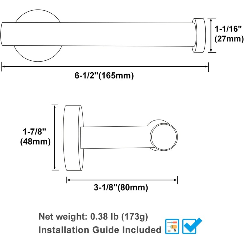 ruiling Ruling ATK-197 Wall Mounted Single Arm Toilet Paper Holder
