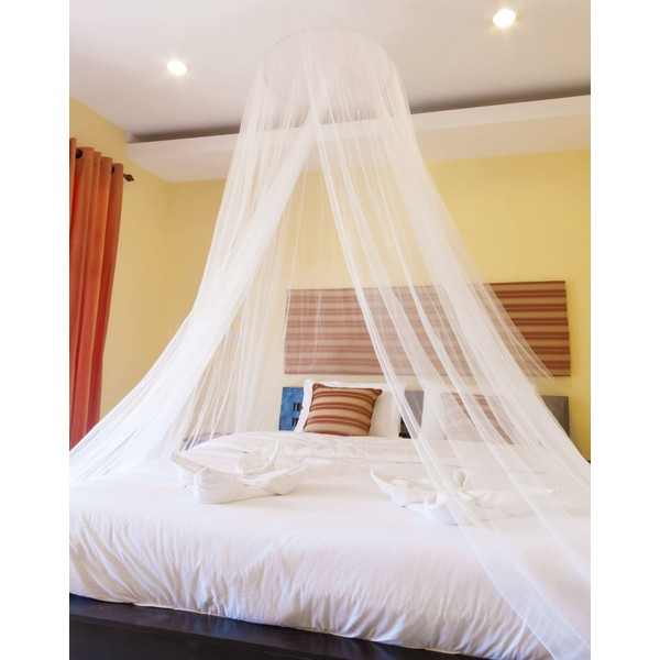 QWORK White Dome Mosquito Mesh Net, Mosquito Net, Bed Canopy, For Indoor/Outdoor Use