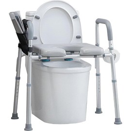 Raised Toilet Seat with Handles, 4in1 Elevated Toilet Seat Riser 350lbs, Width and Height Adjustable Padded Toilet Seat Risers for Seniors, Shower Chair with Padded Seat & Adjustable Padded Arms