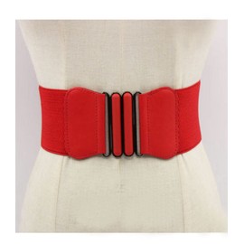 Oyccen Women's Wide Waist Cinch Elastic Stretchy Dress Belt, Red, One Size