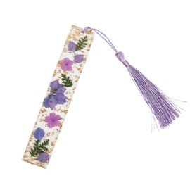 YASUOA Pressed Flower Bookmarks, Dried Flower Resin Bookmarks with Tassel Daisy Book Markers for Readers Teachers Students (Purple Flower)