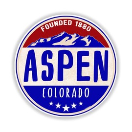 Aspen Colorado Sticker Decal Mountains Ski Red White and Blue Stars Skiing Vinyl 3" Indoor Outdoor Laptop Bumper Car Van Truck Cooler
