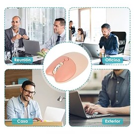 Gato Ratón Inalámbrico 2.4Ghz Mini Silencioso para Niñas, Ratón Portátil Recargable con Receptor USB, 3 Niveles dpi, Color Crema                      