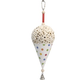 1557 Mega Sola Snowcone - Handcrafted hanging bird cage toy, Natural air dried lightweight sola wood ball, Food grade snow cone cup, Foraging fun, Easy to shred, Great for med and large size pet birds