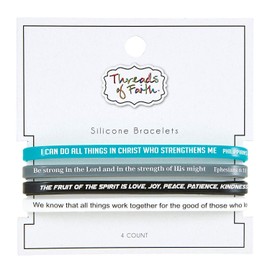 Creative Brands Faithworks - Threads of Faith Silicone Bracelet Set, 4-Pack, Scripture