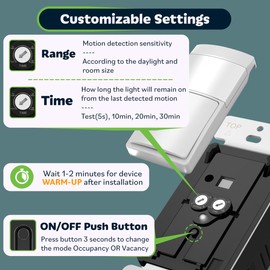 TOPGREENER PIR Motion Sensor Light Switch, Occupancy & Vacancy Motion Sensor Switch, 𝐎𝐩𝐞𝐫𝐚𝐛𝐥𝐞 𝐖𝐢𝐭𝐡𝐨𝐮𝐭 𝐆𝐫𝐨𝐮𝐧𝐝 𝐖𝐢𝐫𝐞, No Neutral Wire, Single Pole, TDOS5-HL-W, White