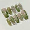 Coffin Press on Nails Medium Square Fake Nails Green French