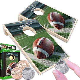 Coinhole Desktop Game Coin Bouncing Party Game Set | Tabletop Cornhole Board Game | Small Cornhole Travel Game Includes Coins (Tabletop Game Set Football)