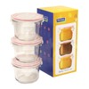 Glasslock MCCB016 Baby Food Round Container, 3-Piece Set, Clear, GL-545