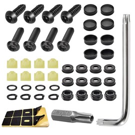 ZIMISI Anti Theft Car License Plate Screws, M6 (1/4") Stainless Steel Tag Plate Fastener Bolt, Rustproof Tamper Proof License Frame Cover Mounting Hardware for Front Rear Frame Holder (Black, 8Sets)