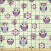 Lunarable Owls Fabric by The Yard, Owl Cartoon Pattern Feminine