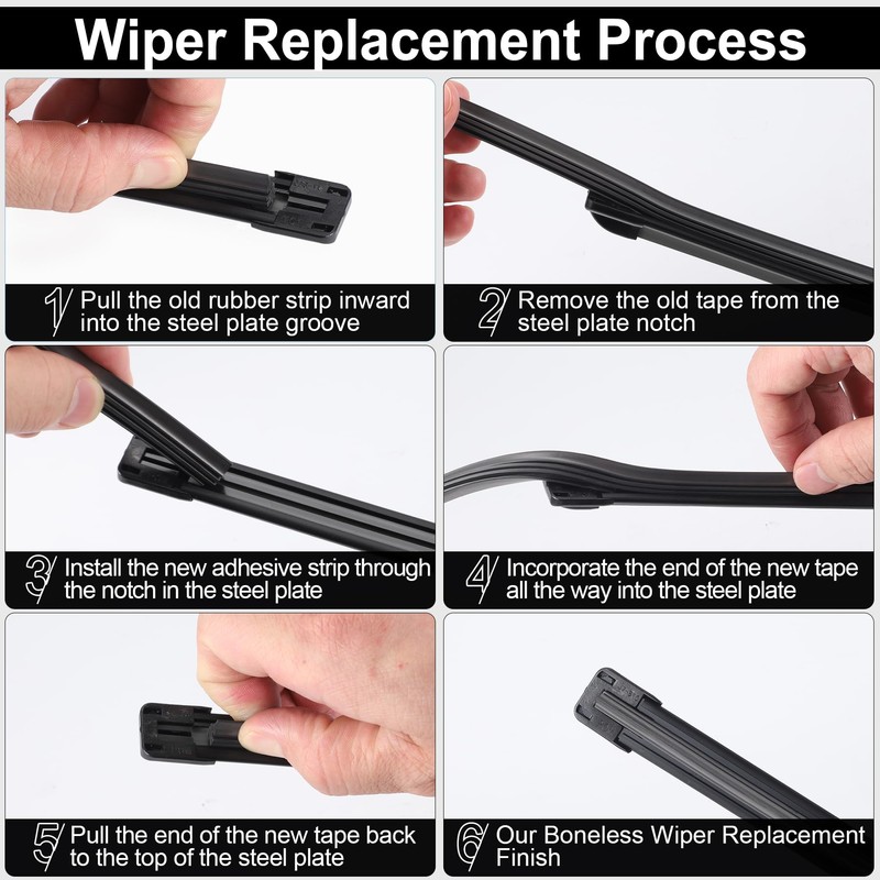 BJSIA 22Inch Windshield Wiper Blades Strips, Auto Adjustable Insert Rubber