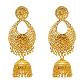 Bodha Traditional Indian Gold Plated Double layer Chandelier Jhunka Earrings for Women (SJE_13)