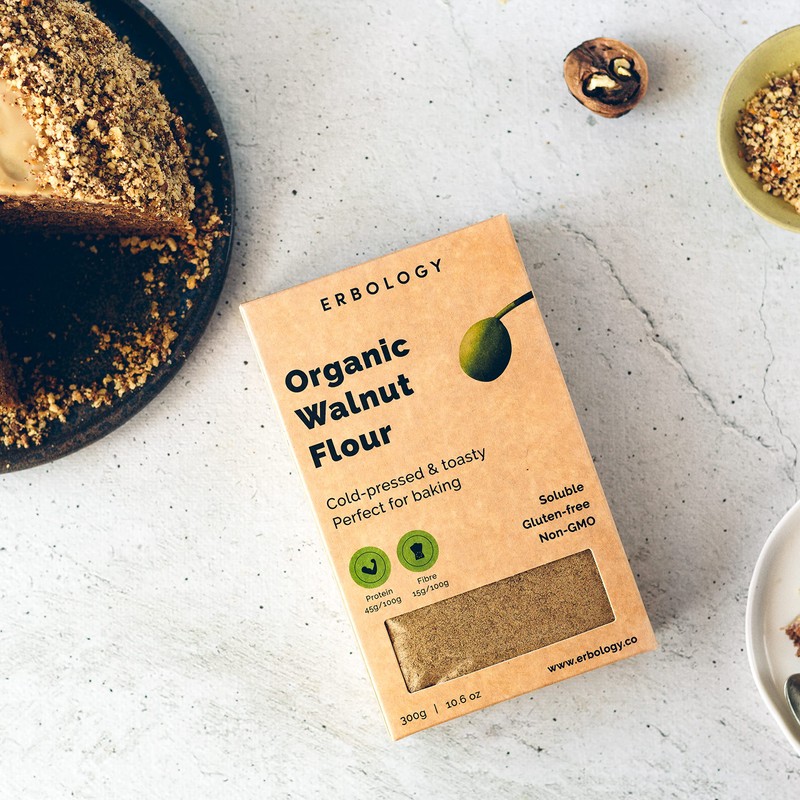 100% Organic Walnut Flour 300g - Cold-Pressed Raw Walnuts -