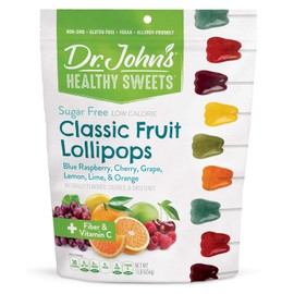  Dr. Johns Sugar Free Candy-Healthy Lollipops with Zero Sugar, Low Calorie Snacks, Keto Friendly Hard Candy Sweets, Classic Fruit Tooth,