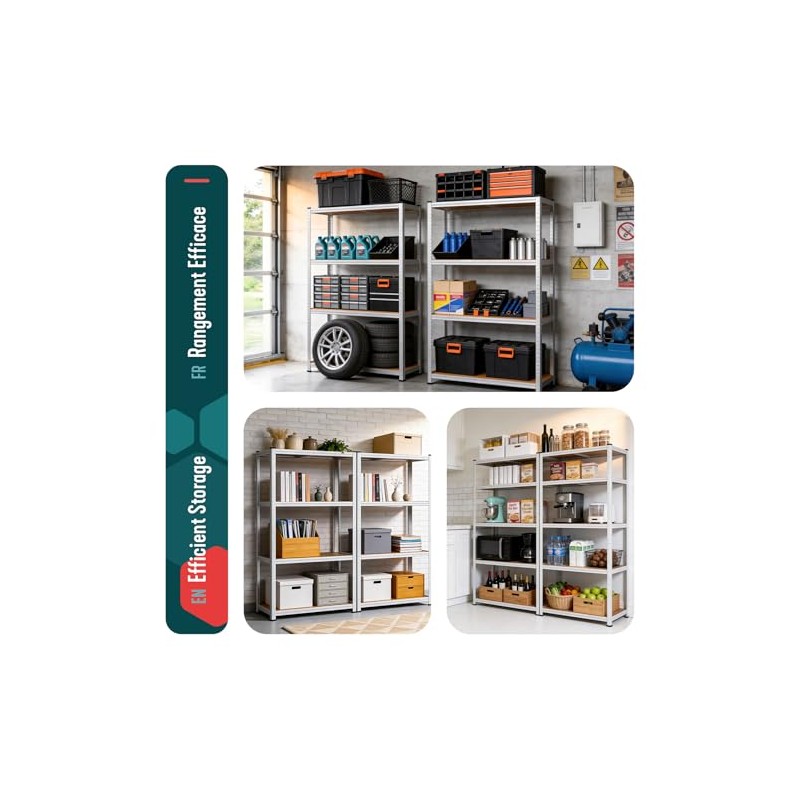 VOUNOT® Heavy-Duty Shelving Unit Set of 2 Shelving Units Basement