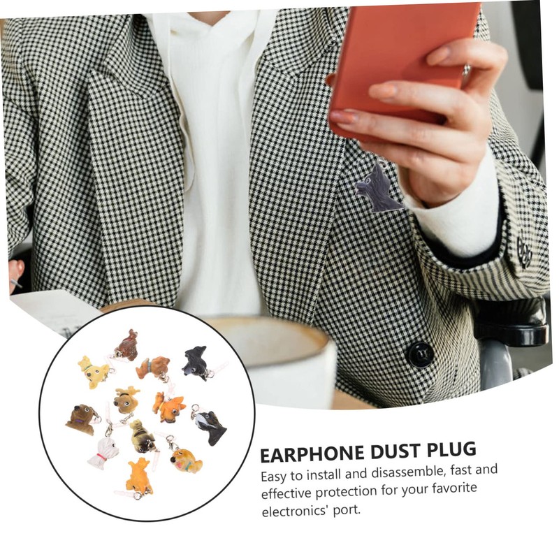 SEWACC 12Pcs Cartoon Dog Earphone Jack Plugs Creative Headphone Dust