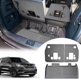 ZQULOYO Cargo Liners Backrest Mat for Kia Carnival Accessories 2022-2025 with Hook&Loop Rear Trunk Mat Rear Seat Back Cover Protector All Weather Anti-Slip Split Dog Liner 3 PCS