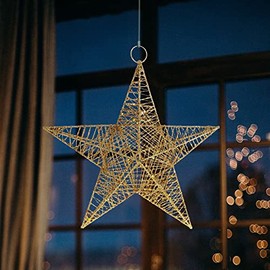 com-four® Decorative Christmas Star, Christmas Star Decoration for Hanging, Metal Christmas Star with Sequins, Decorative Hanger