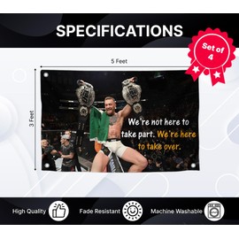 Set of 4 Motivation Sports and Quote Flags 3x5 Feet with Four Brass Grommets - Muhammad Motivational Workout Banner - Inspire Your Workout with this Banner - Boxing Inspirational Gym Flags