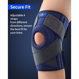 ABYON ABYON Knee Support for Men and Women, Adjustable Non-Slip Knee Brace with Side Stabilizers and Open Patella Gel Pad for Arthritis, Meniscus Tears, LCL/MCL/ACL Ligament Joint Pain (L/XL)