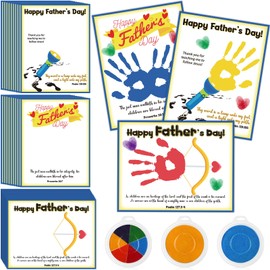 Motipuns 30 Pcs Religious Father's Day Craft for Kids DIY Father's Day Gift Handprint Craft Kits Greeting Cards Gifts with 3 Pcs Large Ink Pads Fun Activities for Classroom Kindergarten Sunday School