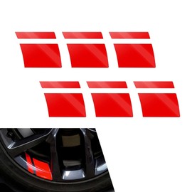 ijuicy 6 PCS Car Wheel Rim Reflective Stickers, 3.9" x 2.7" Waterproof Safety Warning Decals for 18 "-21" Rims, Self-Adhesive Line Attractive Decoration Tire Accessory, Universal for Cars (Red)