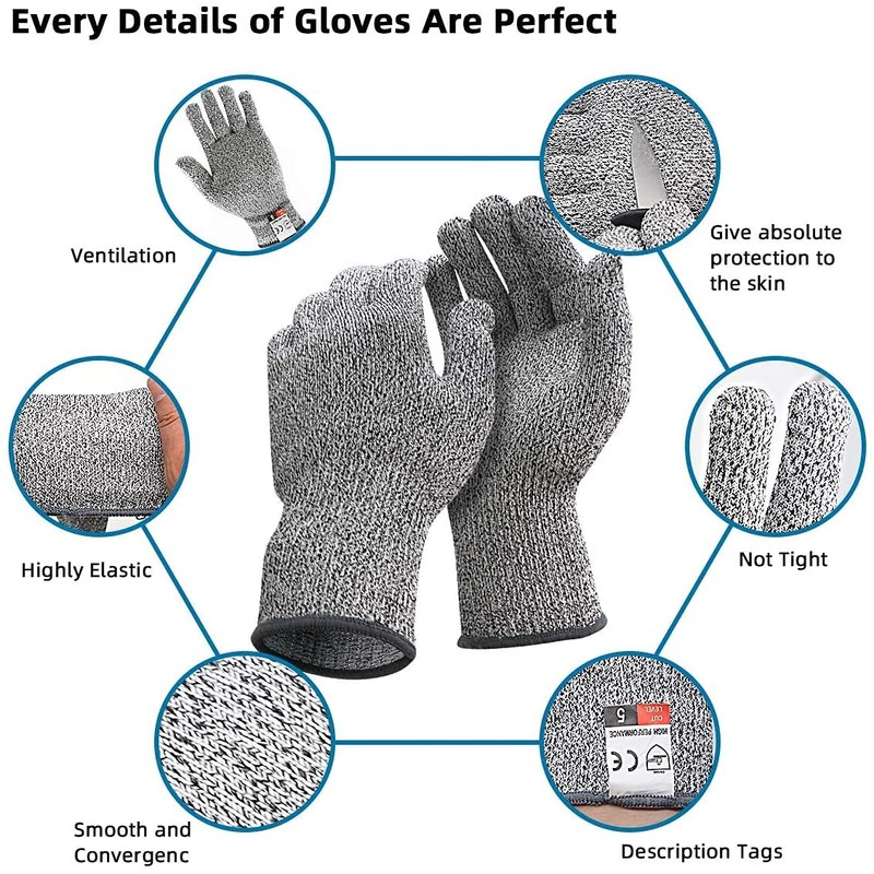 Elftoyer Cut Resistant Gloves Work Gloves Level 5 Working Safety