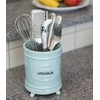 French Blue Ceramic Utensil Holder - Vintage Style Kitchen Utensil