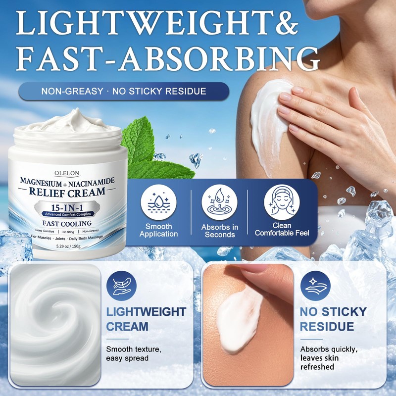 Magnesium Niacinamide Freeze Relief Cream for Joints, Knees, Feet &