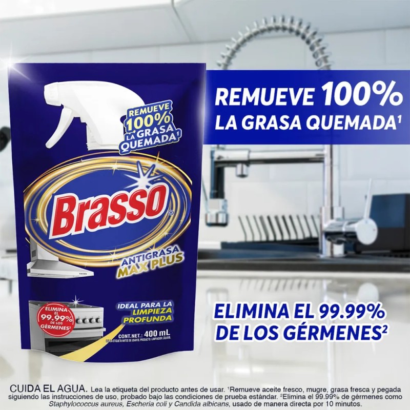 Limpiador BRASSO Antigrasa Max Plus en doypack