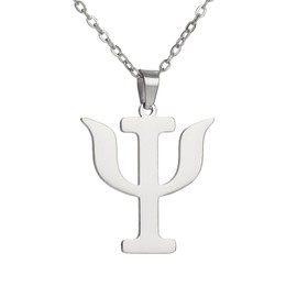 TEAMER Psychology Necklace PSI Symbol Pendant Necklace Stainless Steel Greek Letter Necklace Choker Jewelry For Psychologist Psychiatrist Women Men (Silver)