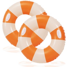 2 PCS 42 inch Inflatable Pool Floats for Swimming Pool Party Lake Beach Adults -Orange Pool Float Pool Tubes Swim Rings Tubes Floaties for Beach Pool Party Decorations (Orange, 120)