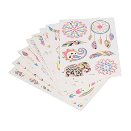 Tatuajes Temporales, Pegatinas de Tatuaje de Neón Fluorescente, 8 Hojas de Colores de Fiesta de Neón, Cuerpo,Maquillaje Temporal, Pegatinas de Tatuaje