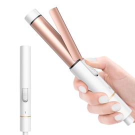 Dual Voltage Curling Iron 1 Inch, Portable Travel Curling Iron 110-240V with Anti-scalding Cover Mini Curling Wand Ceramics 30S Fast Heating Travel Curling Iron for Short Hair,with Storage Bag(White)